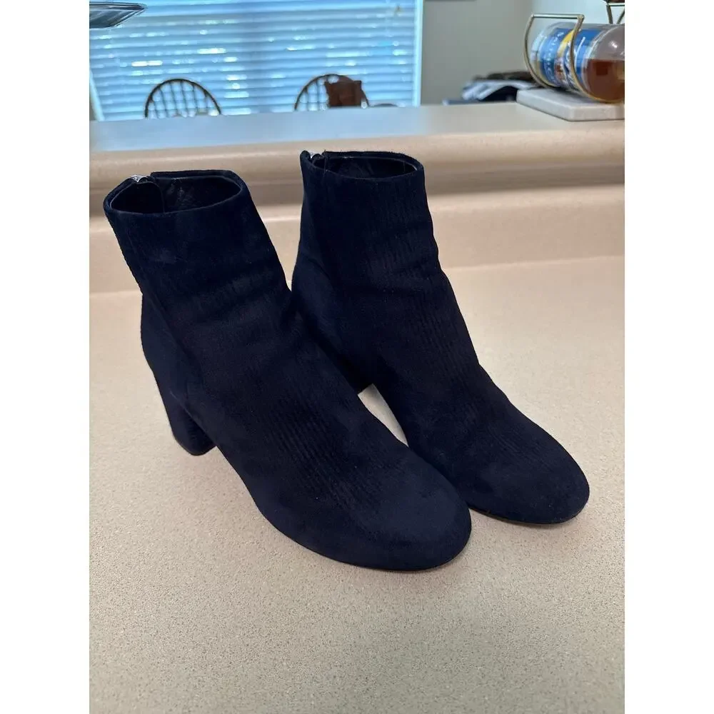 Rag & Bone Drea Navy Corduroy Block Heel Ankle Booties Indie Sleeze Size 8